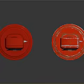 Two Red Charging Station Units With Display Screens And Cables On Stands