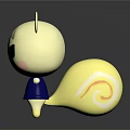 Game and Movie Character White Cartoon With Pink Ears Green Eyes Blue Dress Curly Tail