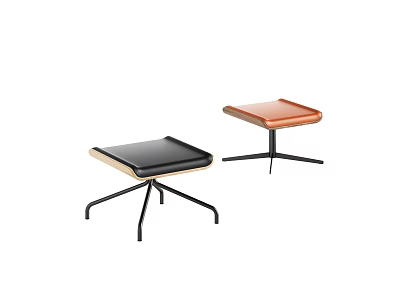 Modern Stools With Black And Brown Upholstered Seats And Metal Legs 3d model