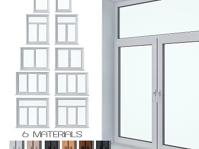 Modern Casement Windows With 6 Materials Design For Home Installation 3d model