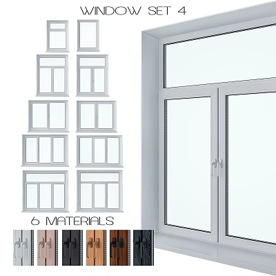 Modern Casement Windows With 6 Materials Design For Home Installation 3d model