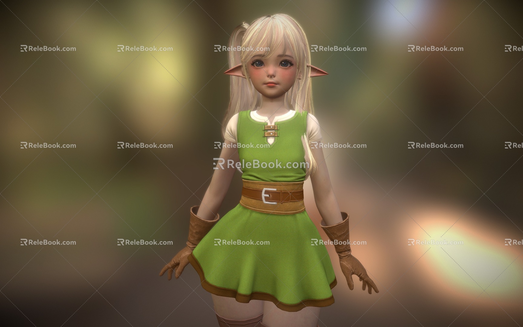 Elf Cartoon Lori Beauty Woman Warrior Anime Beauty Game Character Kiki 3d model