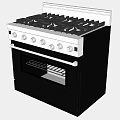 Two Black Gas Range Oven Combos With Stainless Steel Control Knobs For Kitchen Use 3d model