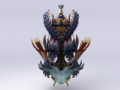 Mythical Fantasy Game Character With Spiked Limbs And Vibrant Colorful Design 3d model