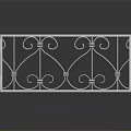 Decorative Wrought Iron Railing Design With Scrollwork Patterns And Spherical Finials 3d model