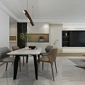 Modern Minimalist Living And Dining Room Interior Design With Sofa Coffee Table And Dining Chairs