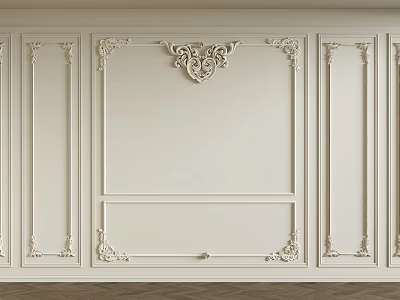 Elegant White Interior Wall Panel With Ornate Carvings And Decorative Molding Details 3d model