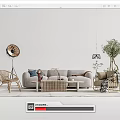 Light Luxury Sofa Coffee Table Combination 3d model