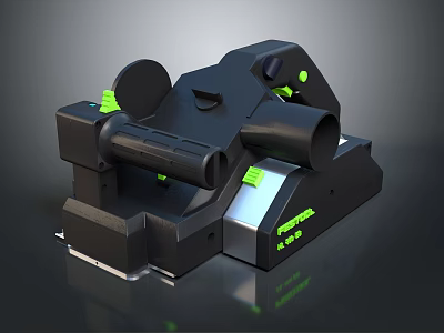 High Tech Black Tracker Device with Green Accents and Scope Mount Design 3d model