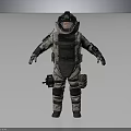 Sci Fi Tactical Character Wearing Camouflage Protective Suit With Helmet And Armor Gear