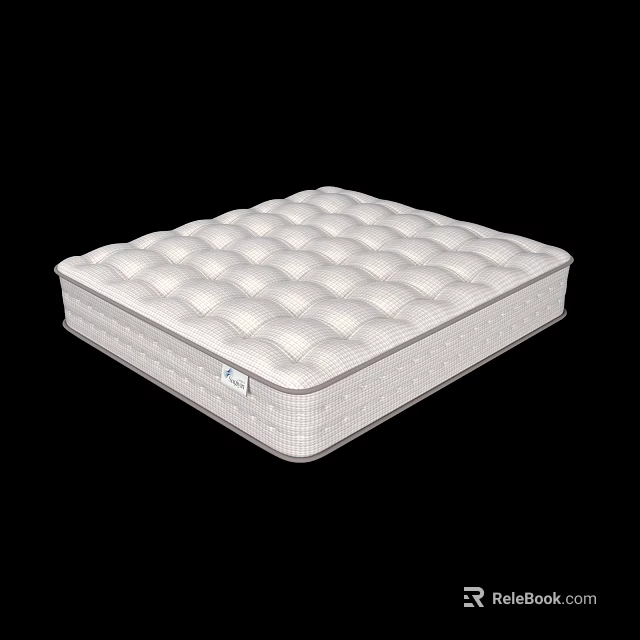 Quilted White Mattress With Diamond Pattern Spring Support And Comfortable Design For Bedroom 3d model 