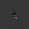 Modern Blue and White Helicopter Model with Large Rotors and Reflective Surface 3d model