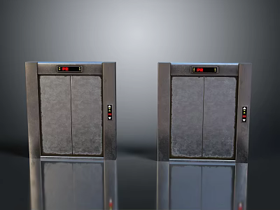 Modern Silver Storage Cabinets With Red Digital Displays For Home Use 3d model