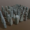 Irregular Shaped Standing Stones In Natural Display With Wooden Base And Gray Texture