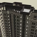 High Rise Building Exterior Design With Modern Classical Facade And Decorative Top 3d model