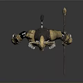 Minotaur Warrior Character 3D Model With Golden Armor And Dagger Weapon