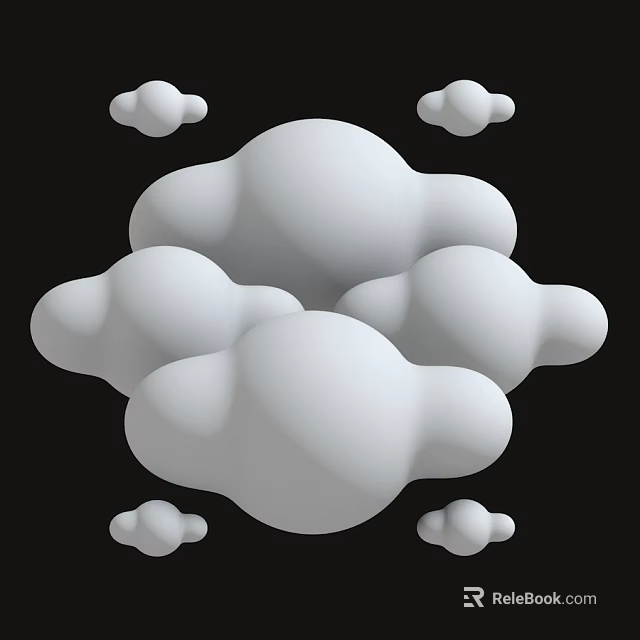White Cloud Shaped Ornament Decoration Set For Modern Home Decor 3d model
