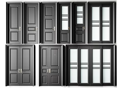 Modern Flat Door Solid Wood Lacquer Room Door Mother Door sliding door 3d model