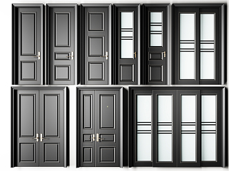 Modern Flat Door Solid Wood Lacquer Room Door Mother Door sliding door 3d model