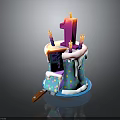 Birthday Cake With Number 1 Candle Small Candles Colorful Polka Dots Sliced Piece And Knife