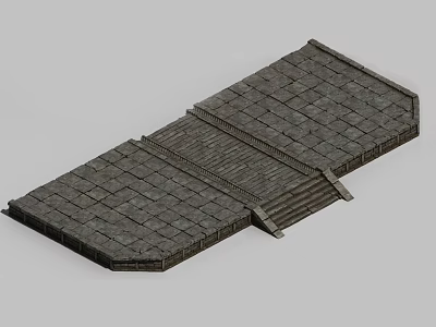 Solid Gray Stone Brick Floor With Patterned Structure And Steps Design 3d model