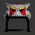 Sci Fi Weapon Design With Red Yellow White Color Palette And Wing Shaped Accents
