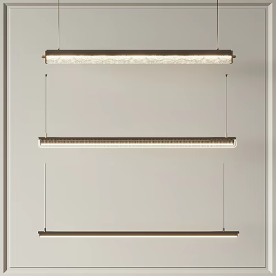 Modern Linear Brass Pendant Lights With LED Lighting For Contemporary Interior Design 3d model