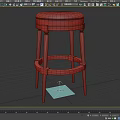 Modern Bar Stool With Brown Leather Seat Black Wooden Legs And Round Footrest