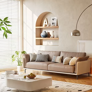Modern double sofa coffee table combination 3d model