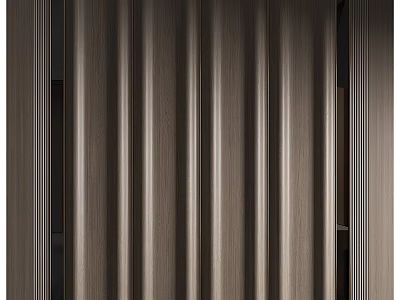 Modern Sofa Backdrop Wall With Vertical Wooden Slats And Natural Texture 3d model