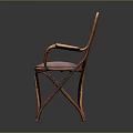 Vintage Rattan Leisure Chair With Wooden Frame Red Cushioned Seat And Armrests