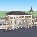 Grand Classical Building Exterior With Spire Tower Colonnade Large Windows And Symmetrical Design
