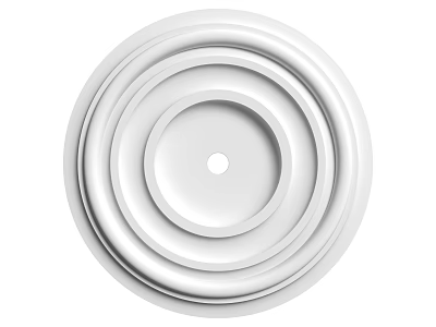 White Ceiling Rose Round Design With Concentric Circles And Central Hole For Ceiling Light Decoration 3d model