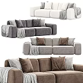 Cozy Multi Seater Sofa with Soft Pillows and Blankets in White Grey Brown Colors