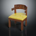 Minimalist Wooden Chair With Yellow Cushion And Curved Armrests Interior Design
