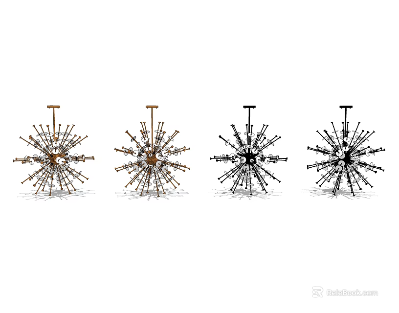 Different Styles Of Modern Chandeliers With Spiral Metal Design For Home Decor 3d model 
