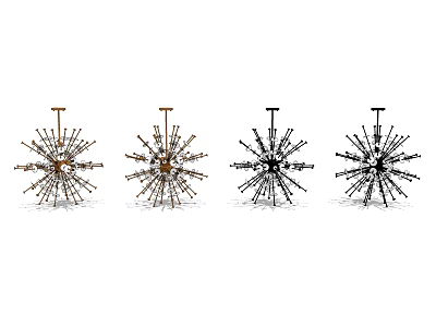 Different Styles Of Modern Chandeliers With Spiral Metal Design For Home Decor 3d model