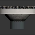 Complex Industrial Mechanical Component With Circular Metal Structure And Multiple Pipes