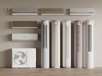 Various Air Conditioners and Fans with Wall Mounted Standing and Modern Styles 3d model