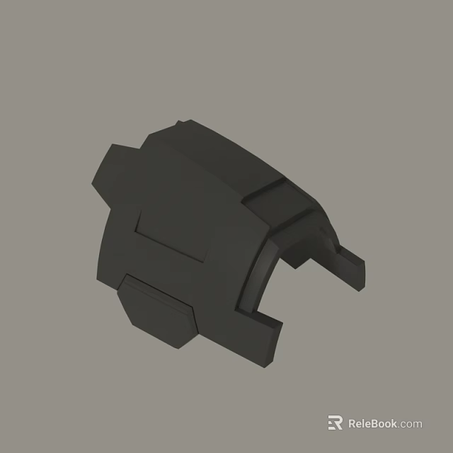 Black 3D Model of Mechanical Component with Geometric Shapes and Precision Structure 3d model 