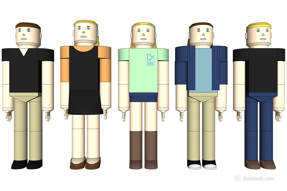 Electric Toy Figures With Diverse Clothing Styles And Colorful Designs For Kids 3d model 