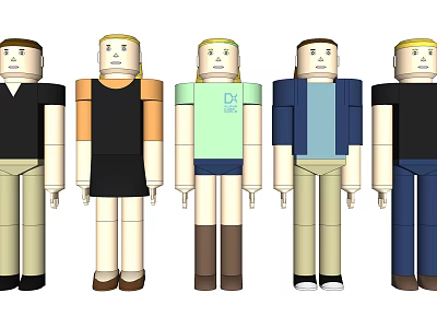 Electric Toy Figures With Diverse Clothing Styles And Colorful Designs For Kids 3d model