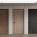 Hinged Doors with Three Color Options Diagonal Pattern Sleek Frames Light Wall and Wooden Floor 3d model