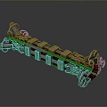 Advanced Mechanical Structure 3D Model With Red Silver Components And Intricate Gear Tracks