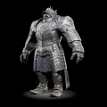 Man In Metallic Full Body Armor With Ornate Shoulder Plates And Helmet