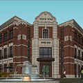 King Way Commercial Street Featuring Red Brick Building Central Fountain and Outdoor Seating