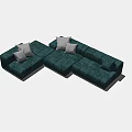 Luxury Green Sectional Sofa With Multiple Seats And Soft Pillows 3d model