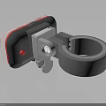 Bicycle Taillight Device With Red Light Gray Mounting Clamp And Secure Ring 3d model