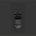 Old Rusty Forklift With Orange Blue Color Paint On Gray Background