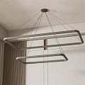 Modern Rectangular Double Layer Pendant Light With Minimalist Design In Living Room 3d model